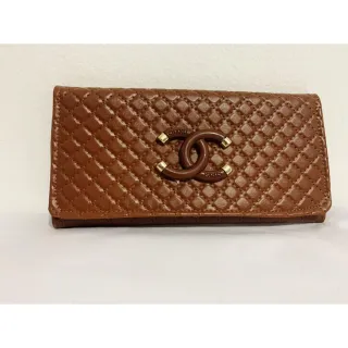 Procurada Carteira Feminina Chanel Bicolor de Mão - Caramelo