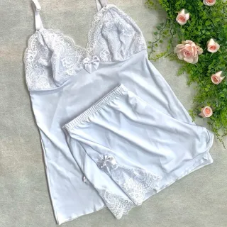 Pijama Linha Noite Baby Doll Feminino com Detalhe em Renda - ROMANCE C/ FROZEN