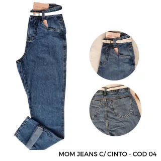 Cintura Alta Luxo Calça Mom Jeans Feminina Elegante - COD 08