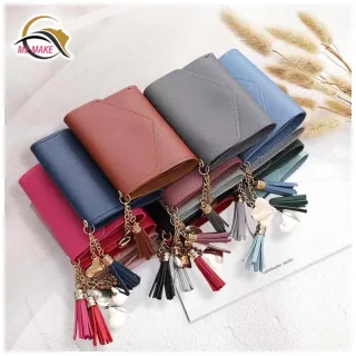 Porta-Cartões com Franjas - Bolsa de Mão Feminina - Vermelho