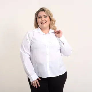 Imperdível: Camisa Social Feminina Manga Longa Gabardine Branca - Cor Branco Tamanho XGG