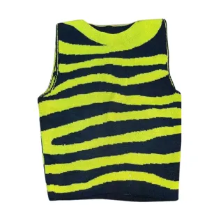 Estampa Animal Print Cropped Zebra Moda Feminina Tricot Modal Blogueirinha 2022 - LIMA COM PRETO