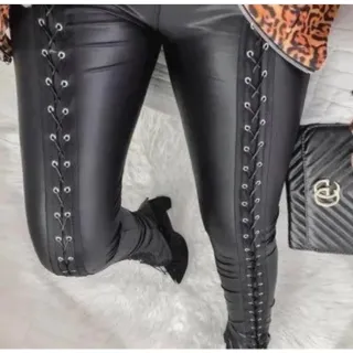 Cirre Skinny calça ilhós - Preto