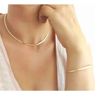 Conjunto Colar e Pulseira Folheados Banhados a Ouro 18k - Fúcsia