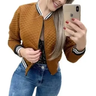 Casaco Matelassê Jaqueta Blusa de Abrigo Bomber - Preto