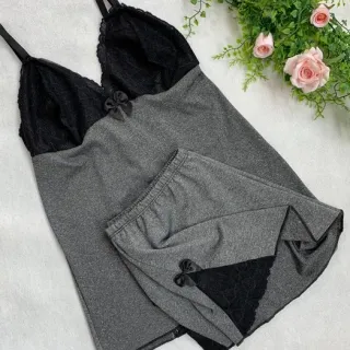 Pijama Linha Noite Baby Doll Feminino com Detalhe em Renda - ROMANCE C/ FROZEN