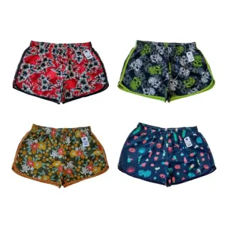 Bermuda Estampada Tactel Feminina - Kit com 02 Shorts - sortidas