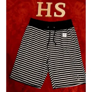 Bermuda de Frio Masculina em Moletom Moleton para Academia - Cinza Listras Fina Preta