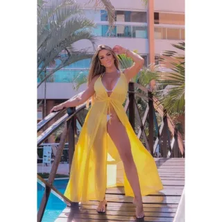 Luxo longa praia saída de banho - Verde neon