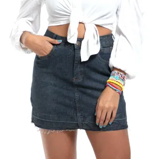 Bamborra Saia Jeans Desfiada Curta Cintura Alta - Rosa