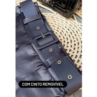Legging Feminina Cirre com Cinto - Tamanhos P, M, G e GG - Imitação de Couro - Calça Cirre PRETO