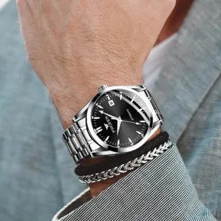 Automático Mecânico Masculino Relógio Fngeen 6612-1 - Leather-Black