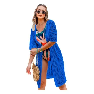 Kimono Manga Longa Praia - Saída de Praia - Rosa Pink