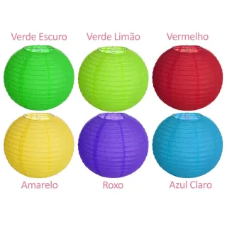 ENVIO IMEDIATO - Luminária Redonda Oriental de Seda Colorida para Festas, Eventos e Decoração - Verde Escuro 30cm