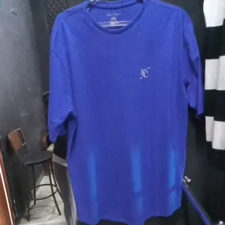 Camiseta Longline Masculina Lisa de Gola Redonda - Azul ramo kc