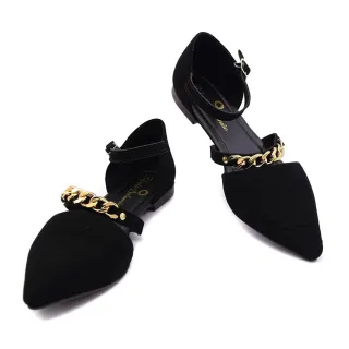 Promoção: Sapatilha Feminina Confortável Preta com Detalhe em Corrente - Moda Casual - Corrente nude