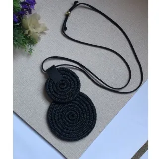 Mandala Dupla Maxi Colar Colorido Artesanal de Corda Náutica - 48. Azul Noite/Chevron