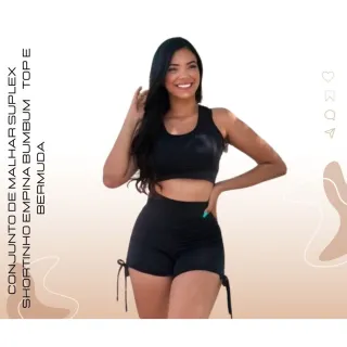 Conjunto Fitness Malhar Top e Bermuda - Suplex Empina Bumbum - Verde Militar