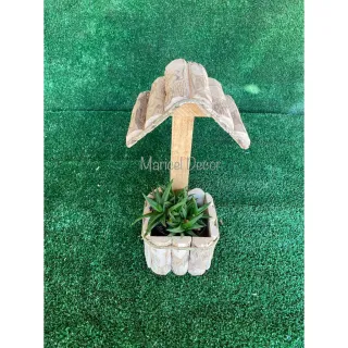 Cachepô Casinha Madeira Café Rústico 29x12cm - Promoção - Único