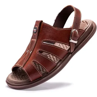 Papete Ortopédico Couro Legítimo Masculina Sandália Franciscana - Pinhão