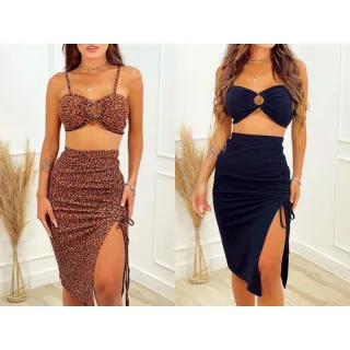Ajustável Saia com Fenda - Compre Online na Raryel - Animal Print