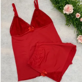 Pijama Linha Noite Baby Doll Feminino com Detalhe em Renda - ROMANCE C/ FROZEN