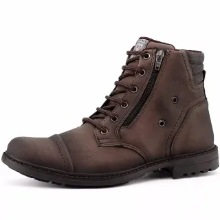 Masculino Adventure Casual Perfuros Zíper Coturno Bota Dhshoes - Marrom