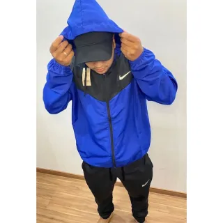 Promoção: Casaco corta vento masculino refletivo - Jaqueta de frio - Azul com preto