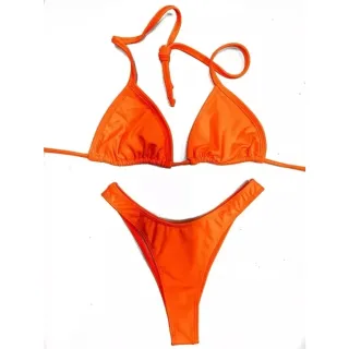 Novo Biquini Fio Dental Cortininha Sem Bojo Asa Delta - Preto, Rosa e Azul - BIQUINI LARANJA