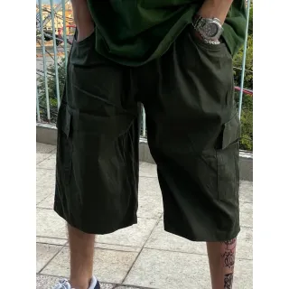 Streetwear Masculina Bermuda Larga Cargo 5 Bolsos Várias Cores - Bege