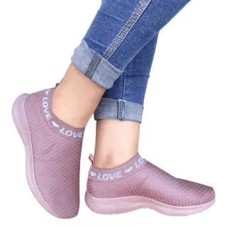 Promoção!! Tênis Confortável Meia Love Feminino - Corrida Trabalhar Sem Cadarço - Bordô/Bordô