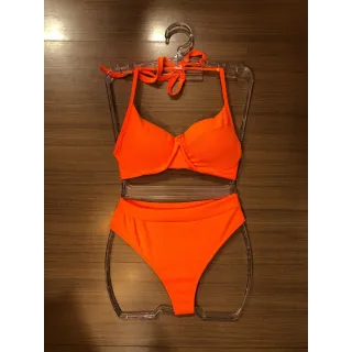 Moda Praia Verão Biquini Canelado Meia Com Bojo Cintura Alta - Verde água