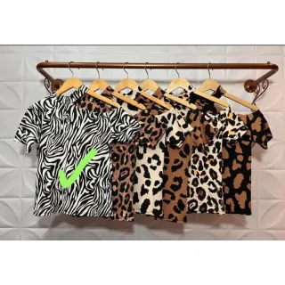 Blusa Animal Print Feminina Choker Manga Longa Ombro a Mostra - Zebra Bege - Manga Longa
