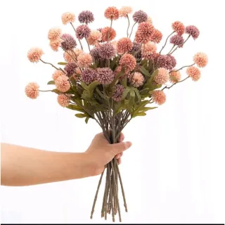 Arranjo Decorativo de Flores Artificiais Dente de Leão - Buquê com 5 flores - Azul