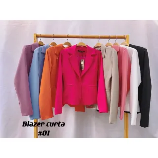 Blazer forrado em alfaiataria curta com botão encapado #01 - Verde LIMA