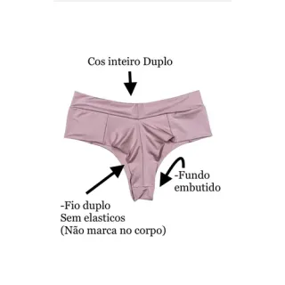 Tanga Calcinha Fio Duplo Cós Alto Embutida LUANA REF:42 - Kit 4 - Cores Variadas(Sem Repetir)