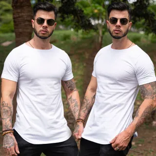 Várias Cores Camiseta Lisa Longline Oversized Swag - Cinza