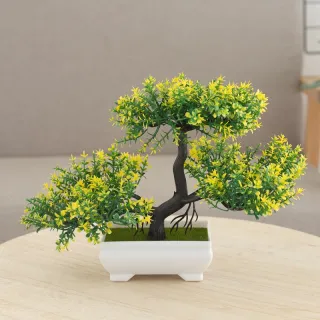 Plantas Plásticas Bonsai Verdes para Decoração de Casamento - Flores Artificiais - Vermelho roxo