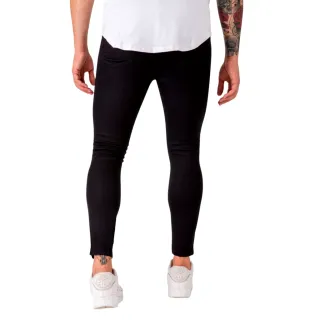 Calça Preta Masculina Skinny Jeans com Ziper e Lycra - 40