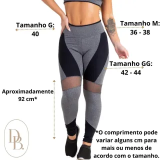 Roupa Fitness Feminina Legging Tela para Academia e Ginástica - Cinza/Preto