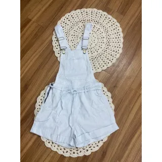 Jardineira Feminina Colorida Alça Suspensório Macaquinho Jeans Curto - Verde Limão