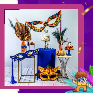Decoração Carnaval Máscara Grande Montável - Enfeite Mural - Único