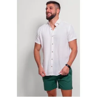 Camisa Masculina Listrada Slim Social Branca Preta Vermelha - Coral