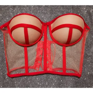 Top Corselet Tule Tomara que caia com bojo - Cropped Corselet tuli - Pink