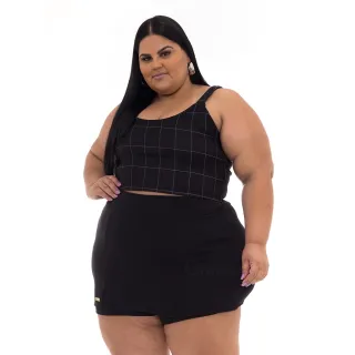 Envio Imediato Saia Feminino Plus Size Curto com Fenda na Lateral - Verde Militar