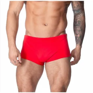 Moda Praia Masculina Sunga Boxer Adulto com Proteção Solar - Vermelho