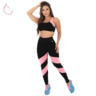 Conjunto Fitness Feminino Tarelles - T0528 e T0529 - Preto - Azul + Bordô
