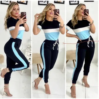 Conjunto Feminino Blusa e Calça Diversas Cores (36 ao 48) - Estampado Rosado