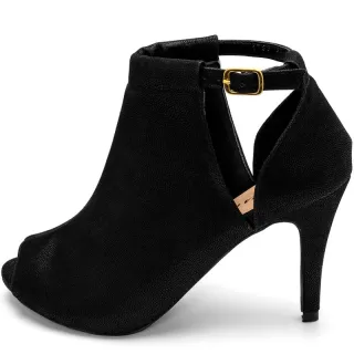Promoção Ankle Boot Feminina Salto Alto Fino - Pronta Entrega - Nude