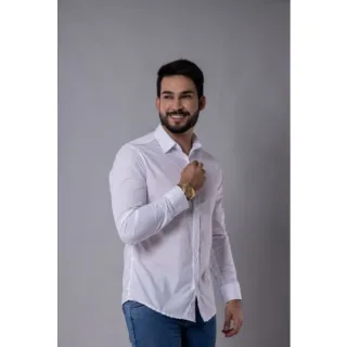 Pronta entrega: Camisa jeans masculina manga longa Slim fit de alta qualidade - Camisa algodão chambre cinza